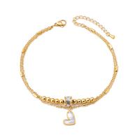 Stainless Steel Anklet Titanium Steel with White Shell with 1.97inch extender chain fashion jewelry & micro pave cubic zirconia & for woman golden Length Approx 8.27 Inch Sold By PC