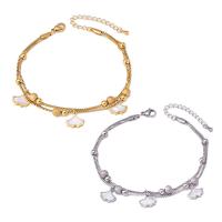 Stainless Steel Anklet, Titanium Steel, with White Shell, with 1.97inch extender chain, Double Layer & fashion jewelry & for woman, more colors for choice, Length:Approx 8.27 Inch, Sold By PC