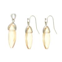 Crystal Jewelry Sets, pendant & earring, 316 Stainless Steel, with Crystal, 2 pieces & fashion jewelry & for woman, two different colored, Sold By Set