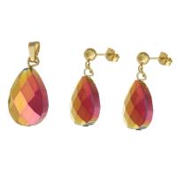 Fashion Stainless Steel Jewelry Sets pendant & earring 316 Stainless Steel colorful plated 2 pieces & fashion jewelry & for woman multi-colored Sold By Set