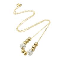 Rhinestone Stainless Steel Jewelry Set, 316 Stainless Steel, with Rhinestone Clay Pave, gold color plated, fashion jewelry & for woman, two different colored, 8x8.50mm, Length:17.5 Inch, Sold By PC