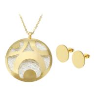 Fashion Stainless Steel Jewelry Sets Stud Earring & necklace 316 Stainless Steel gold color plated 2 pieces & fashion jewelry & for woman two different colored Length 19 Inch Sold By Set