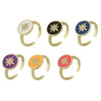 Cubique anneau en laiton Circonia Micro Pave, Placage de couleur d'or, bijoux de mode & pavé de micro zircon & pour femme & émail, plus de couleurs à choisir, 13mm, Taille:8, Vendu par PC