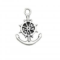 Tibetan Style Ship Wheel & Anchor Pendant, Anchor and Ship Wheel, antique silver color plated, vintage & DIY, nickel, lead & cadmium free, 21x14mm, Approx 100PCs/Bag, Sold By Bag