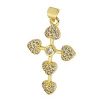 Cubic Zirconia Micro Pave Brass Pendant, gold color plated, fashion jewelry & DIY & micro pave cubic zirconia, nickel, lead & cadmium free, 20x31x3mm, Hole:Approx 3mm, Sold By PC