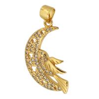 Cubic Zirconia Micro Pave Brass Pendant, gold color plated, fashion jewelry & DIY & micro pave cubic zirconia, nickel, lead & cadmium free, 14x24x2mm, Hole:Approx 3mm, Sold By PC