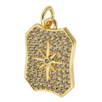 Cubic Zirconia Micro Pave Brass Pendant, gold color plated, fashion jewelry & DIY & micro pave cubic zirconia, nickel, lead & cadmium free, 12x17x2mm, Hole:Approx 3mm, Sold By PC