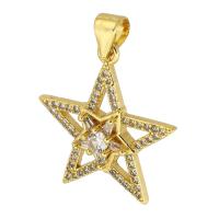 Cubic Zirconia Micro Pave Brass Pendant Star gold color plated fashion jewelry & DIY & micro pave cubic zirconia nickel lead & cadmium free Approx 3mm Sold By PC