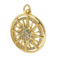 Cubic Zirconia Micro Pave Brass Pendant, gold color plated, fashion jewelry & DIY & micro pave cubic zirconia, nickel, lead & cadmium free, 20x22x4mm, Hole:Approx 3mm, Sold By PC