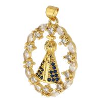 Cubic Zirconia Micro Pave Brass Pendant, gold color plated, fashion jewelry & DIY & micro pave cubic zirconia, nickel, lead & cadmium free, 22x31x4mm, Hole:Approx 3mm, Sold By PC