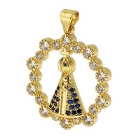 Cubic Zirconia Micro Pave Brass Pendant, gold color plated, fashion jewelry & DIY & micro pave cubic zirconia, nickel, lead & cadmium free, 25x29x4mm, Hole:Approx 3mm, Sold By PC