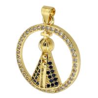 Cubic Zirconia Micro Pave Brass Pendant, gold color plated, fashion jewelry & DIY & micro pave cubic zirconia, nickel, lead & cadmium free, 24x28x4mm, Hole:Approx 3mm, Sold By PC