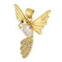 Cubic Zirconia Micro Pave Brass Pendant, Bird, gold color plated, fashion jewelry & DIY & micro pave cubic zirconia, nickel, lead & cadmium free, 22x30x5mm, Hole:Approx 3mm, Sold By PC