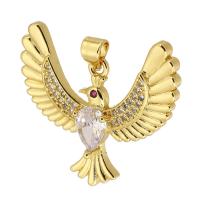 Cubic Zirconia Micro Pave Brass Pendant, Bird, gold color plated, fashion jewelry & DIY & micro pave cubic zirconia, nickel, lead & cadmium free, 31x28x4mm, Hole:Approx 3mm, Sold By PC