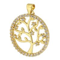Cubic Zirconia Micro Pave Brass Pendant, gold color plated, fashion jewelry & DIY & micro pave cubic zirconia, nickel, lead & cadmium free, 25x28x2.50mm, Hole:Approx 3mm, Sold By PC