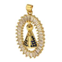 Cubic Zirconia Micro Pave Brass Pendant, gold color plated, fashion jewelry & DIY & micro pave cubic zirconia, nickel, lead & cadmium free, 21x33x4mm, Hole:Approx 2mm, Sold By PC