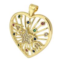 Cubic Zirconia Micro Pave Brass Pendant, gold color plated, fashion jewelry & DIY & micro pave cubic zirconia, nickel, lead & cadmium free, 24x24x5mm, Hole:Approx 3mm, Sold By PC