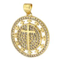 Cubic Zirconia Micro Pave Brass Pendant, gold color plated, fashion jewelry & DIY & micro pave cubic zirconia, nickel, lead & cadmium free, 22x24x2.50mm, Hole:Approx 3mm, Sold By PC