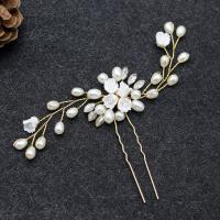 Hair Stick Zinc Alloy with Porcelain & Plastic Pearl fashion jewelry & for woman & with rhinestone golden nickel lead & cadmium free Sold By PC