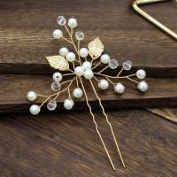 Hair Stick, Tibetan Style, with Crystal & Plastic Pearl, fashion jewelry & for woman, more colors for choice, nickel, lead & cadmium free, 110x85mm, Sold By PC