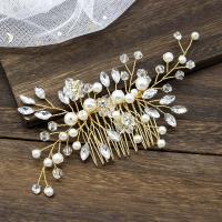 Braut Dekoratives Haarkämmchen, Zinklegierung, mit Kunststoff Perlen, Modeschmuck & für Frau & mit Strass, keine, frei von Nickel, Blei & Kadmium, 60x130mm, verkauft von PC