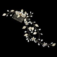 Braut Dekoratives Haarkämmchen, Zinklegierung, mit Kunststoff Perlen, Modeschmuck & für Frau, goldfarben, frei von Nickel, Blei & Kadmium, 220mm, verkauft von PC