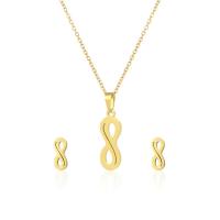 Fashion Stainless Steel Jewelry Sets Stud Earring & necklace 304 Stainless Steel Infinity 2 pieces & fashion jewelry & for woman golden Length Approx 17.72 Inch Sold By Set