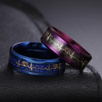 Couple Finger Rings, Titanium Steel, with Carbon Fibre, plated, fashion jewelry & Unisex & different size for choice, more colors for choice, Sold By PC