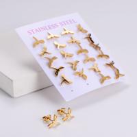 Stainless Steel Stud Earrings 316L Stainless Steel Dragonfly 18K gold plated fashion jewelry & for woman golden Sold By Bag