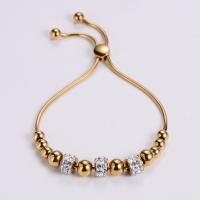 Stainless Steel Jewelry Bracelet, 304 Stainless Steel, Adjustable & for woman & with rhinestone, more colors for choice, Length:Approx 6.69-9.84 Inch, Sold By PC