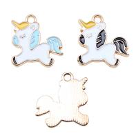 Tibetan Style Enamel Pendants, Unicorn, KC gold color plated, DIY, more colors for choice, nickel, lead & cadmium free, 18x17mm, Sold By PC