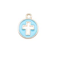 Tibetan Style Enamel Pendants, Cross, KC gold color plated, DIY & hollow, more colors for choice, nickel, lead & cadmium free, 15x12mm, Sold By PC