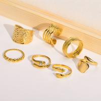 Zirkonia Edelstahl-Finger- Ring, 304 Edelstahl, vergoldet, Micro pave Zirkonia & für Frau, keine, Größe:5-8, verkauft von PC