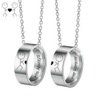 Couple Necklace, Titanium Steel, with letter pattern & for couple, more colors for choice, Length:Approx 23.6 Inch, Sold By PC