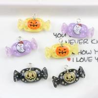 Resin Pendant, with Iron, Candy, anoint, Halloween Design & DIY, more colors for choice, 31x14mm, Sold By PC