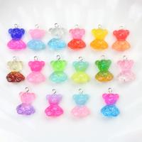 Resin Pendant, with Iron, Bear, epoxy gel, DIY, more colors for choice, 22x18mm, Sold By PC
