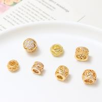 Cubic Zirconia Micro Pave Brass Beads real gold plated DIY & micro pave cubic zirconia golden nickel lead & cadmium free Sold By PC