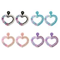 Earring Jewelry Seedbead with Sequins Heart handmade fashion jewelry & for woman & with rhinestone & hollow Sold By Pair