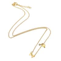 Stainless Steel Jewelry Necklace, 316 Stainless Steel, with Crystal, gold color plated, fashion jewelry & for woman & with rhinestone, golden, 6x8x6mm, Length:17.5 Inch, Sold By PC
