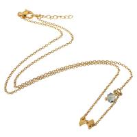 Edelstahl Schmuck Halskette, 316 Edelstahl, mit Kristall, goldfarben plattiert, Modeschmuck & für Frau & mit Strass, goldfarben, 6x9x6mm, Länge:18 ZollInch, verkauft von PC