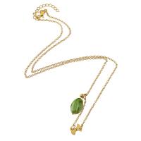 Stainless Steel Jewelry Necklace, 316 Stainless Steel, with Resin, gold color plated, fashion jewelry & for woman & with rhinestone, golden, 9x17x8mm, Length:18 Inch, Sold By PC