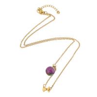 Stainless Steel Jewelry Necklace, 316 Stainless Steel, with Gemstone, gold color plated, fashion jewelry & for woman & with rhinestone, multi-colored, 10x15x10mm, Length:18 Inch, Sold By PC