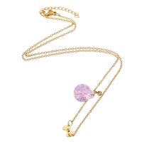 Stainless Steel Jewelry Necklace, 316 Stainless Steel, with Resin, gold color plated, fashion jewelry & for woman & with rhinestone, multi-colored, 13x14x1mm, Length:18 Inch, Sold By PC