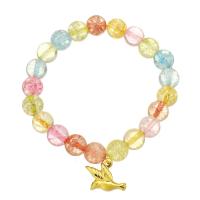 Resin Bracelets with 316 Stainless Steel gold color plated fashion jewelry & for woman multi-colored Sold Per 8 Inch Strand