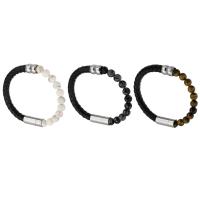 Bracelets cordon PU, cuir PU, avec pierre gemme & Acier inoxydable 316, bijoux de mode & pour femme, plus de couleurs à choisir, 10mm, Vendu par 9 pouce brin