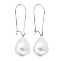 Stainless Steel Drop Earring 316L Stainless Steel with ABS Plastic Pearl Vacuum Ion Plating fashion jewelry & for woman silver color 42mm Sold By Lot