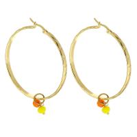 Stainless Steel Hoop Earring, 316L Stainless Steel, with Resin, Vacuum Ion Plating, fashion jewelry & for woman, two different colored, 67mm, 6Pairs/Lot, Sold By Lot