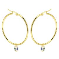 Stainless Steel Hoop Earring, 316L Stainless Steel, with Resin, Vacuum Ion Plating, fashion jewelry & for woman, golden, 53mm, 6Pairs/Lot, Sold By Lot