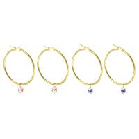 Stainless Steel Hoop Earring, 316L Stainless Steel, with Polymer Clay, Vacuum Ion Plating, fashion jewelry & for woman, more colors for choice, 56mm, 6Pairs/Lot, Sold By Lot