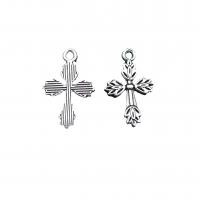 Tibetan Style Cross Pendants, antique silver color plated, vintage & DIY, nickel, lead & cadmium free, 17x26mm, Approx 100PCs/Bag, Sold By Bag